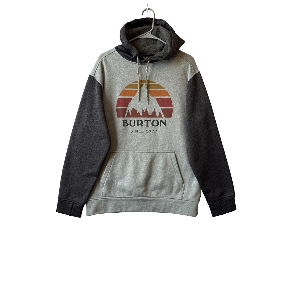 Burton Oak Fleece Hoodie Sunset Mountain Pullover Sweatshirt M Snowboarding Ski